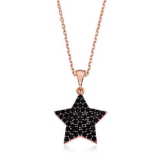 Silver Black Stone Star Women's Necklace