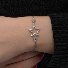 Silver Star Evil Eye Women's Bracelet