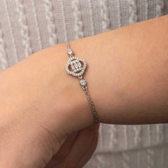 Silver Clover Baguette Stone Women's Bracelet