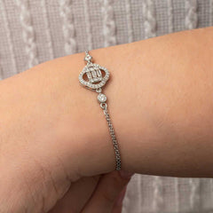 Silver Clover Baguette Stone Women's Bracelet
