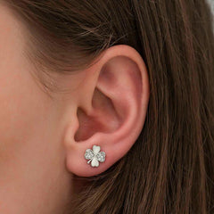 Boucle d'oreille trèfle en argent