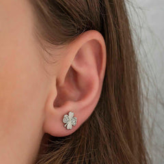Boucle d'oreille trèfle en argent