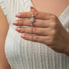 Silver Round Baguette Stone Women's Bracelet