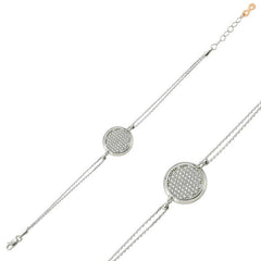 Silver White Stone Round Women's Bracelet