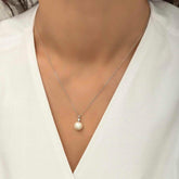Silver Round Pearl Women's Necklace