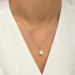 Silver Round Pearl Women's Necklace