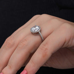 Silver Round Mounted Single Stone Women's Ring
