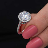 Silver Round Mounted Single Stone Women's Ring