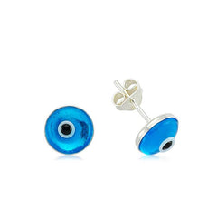 Boucles d'oreilles rondes en argent contre le mauvais œil