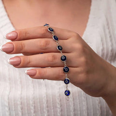 Silver Round Evil Eye Women's Bracelet