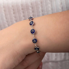 Silver Round Evil Eye Women's Bracelet