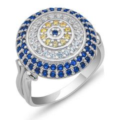 Silver Round Evil Eye Women's Ring