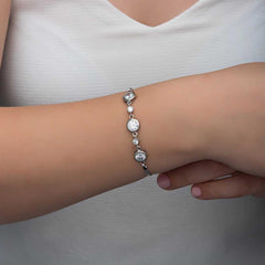 Bracelet femme en argent avec pierre ronde