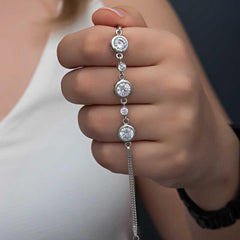 Bracelet femme en argent avec pierre ronde