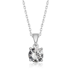 Silver Round Zircon Stone Women's Necklace