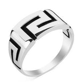 Silver Zigzag Patterned Men's Ring