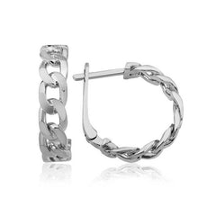 Silver Chain Patterned Hoop Earrings