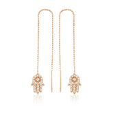 Silver Chain Fatima Hand Earring
