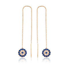 Boucle d'oreille mauvais œil en chaîne argentée