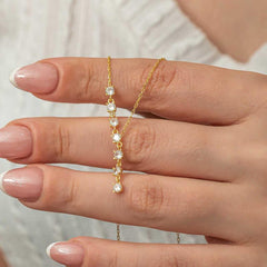 Silver Zircon Row Stone Gold Women's Necklace