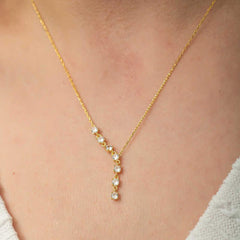 Silver Zircon Row Stone Gold Women's Necklace