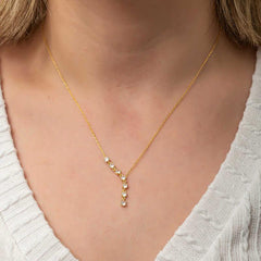 Silver Zircon Row Stone Gold Women's Necklace