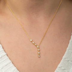 Silver Zircon Row Stone Gold Women's Necklace