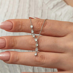 Silver Zircon Row Stone Women's Necklace