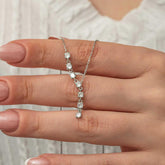 Silver Zircon Row Stone Women's Necklace