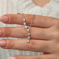 Silver Zircon Row Stone Women's Necklace