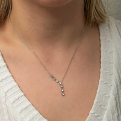 Silver Zircon Row Stone Women's Necklace