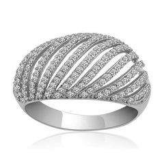 Silver Zircon Stone Domed Women's Ring