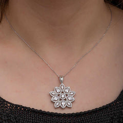 Silver Zircon Stone Flower Women's Necklace