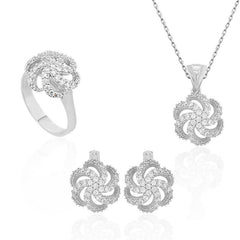 Silver Floral Patterned Women's Set