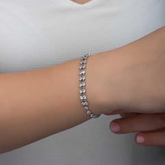 Bracelet double rangée en argent et zircon pour femme