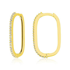 Silver Zircon Stone Hoop Women's Earrings