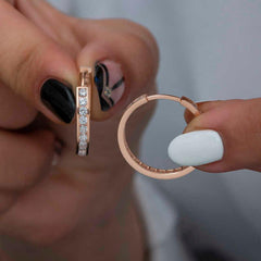 Silver Zircon Stone Hoop Women's Earrings