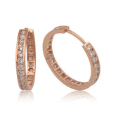 Silver Zircon Stone Hoop Women's Earrings