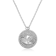 Silver Zircon Stone Two Heart Women's Necklace