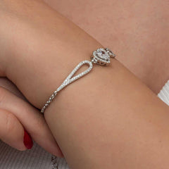 Silver Zircon Stone Heart Bracelet