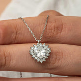 Silver Zircon Stone Heart Women's Necklace