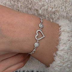 Silver Zircon Stone Heart Women's Bracelet