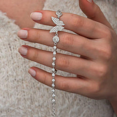 Silver Zircon Stone Butterfly Women's Bracelet