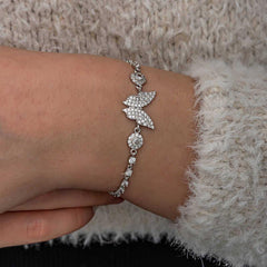 Silver Zircon Stone Butterfly Women's Bracelet