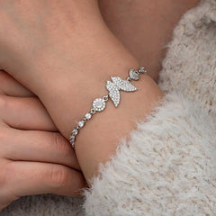 Silver Zircon Stone Butterfly Women's Bracelet