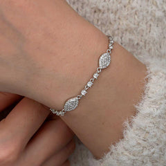 Silver Zircon Stone Shuttle Women's Bracelet