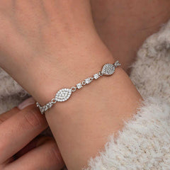 Silver Zircon Stone Shuttle Women's Bracelet