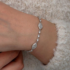 Silver Zircon Stone Shuttle Women's Bracelet