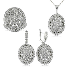 Silver White Stone Women's Set