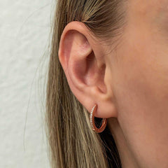 Silver Zircon Stone Rose Oval Earrings